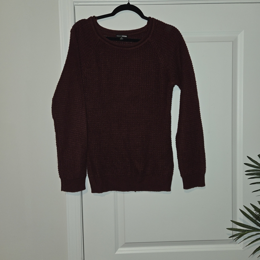 Fashion Nova Deep Red Crew Neck Sweater